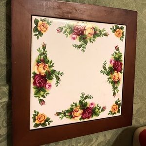 Royal Doulton Floral Tile with Wooden Frame